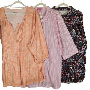 Woman Within Top Bundle Of 3 Size 5X Multicolor Floral Striped Preppy Spring New